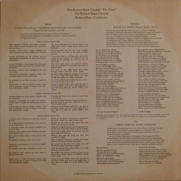 Robert Shaw Chorale, The : The Robert Shaw Chorale "On Tour" (LP,Stereo)