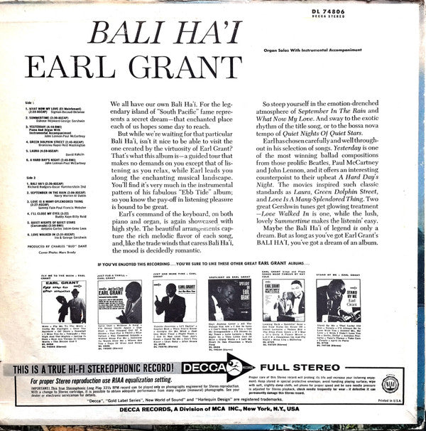 Earl Grant : Bali Ha'i (LP,Album,Stereo)