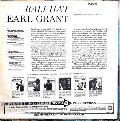 Earl Grant : Bali Ha'i (LP,Album,Stereo)