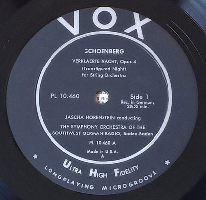 Arnold Schoenberg - Jascha Horenstein, Südwestfunkorchester Baden-Baden : Verklaerte Nacht / Chamber Symphony Op. 9 (LP,Album)