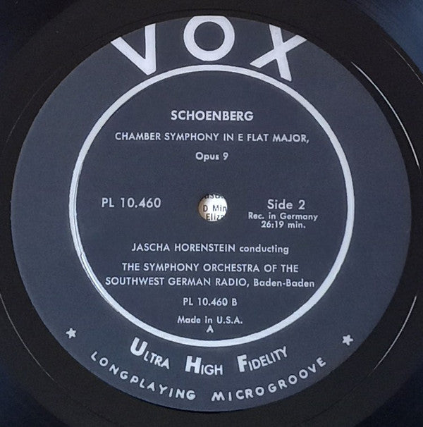 Arnold Schoenberg - Jascha Horenstein, Südwestfunkorchester Baden-Baden : Verklaerte Nacht / Chamber Symphony Op. 9 (LP,Album)