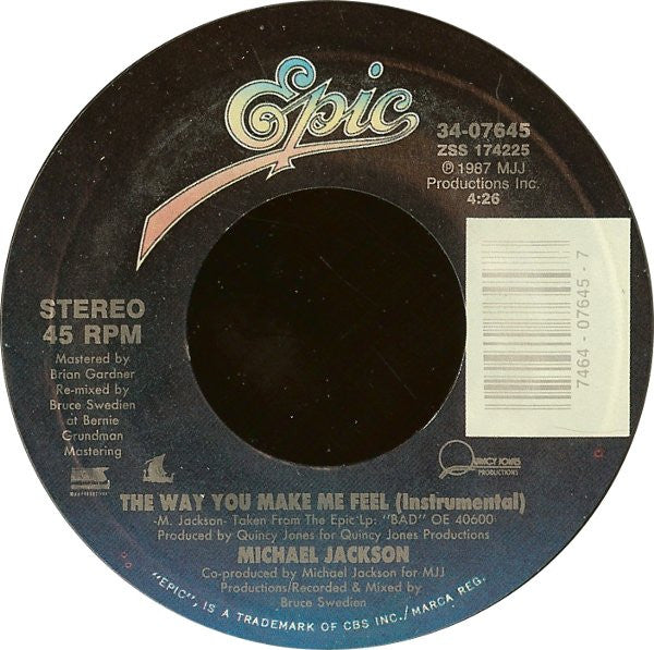 Michael Jackson : The Way You Make Me Feel (7",45 RPM,Single,Styrene)