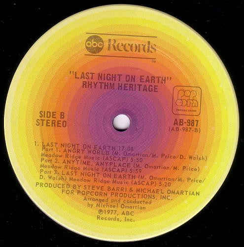 Rhythm Heritage : Last Night On Earth (LP,Album)