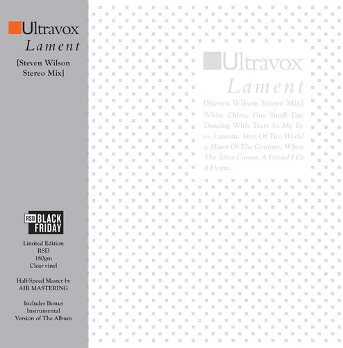 Ultravox Lament [Steven Wilson Stereo Mix] (RSD Black Friday 2024, 2LP Clear Vinyl) UPC: 840401702468