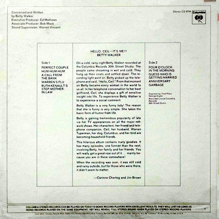 Betty Walker : Hello, Ceil - It's Me!!! (LP)