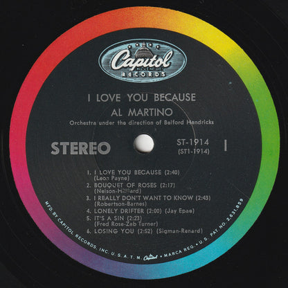 Al Martino : I Love You Because (LP,Album,Stereo)