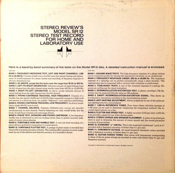 No Artist : Stereo Review's Stereo Test Record (Model SR 12) (LP,Album)