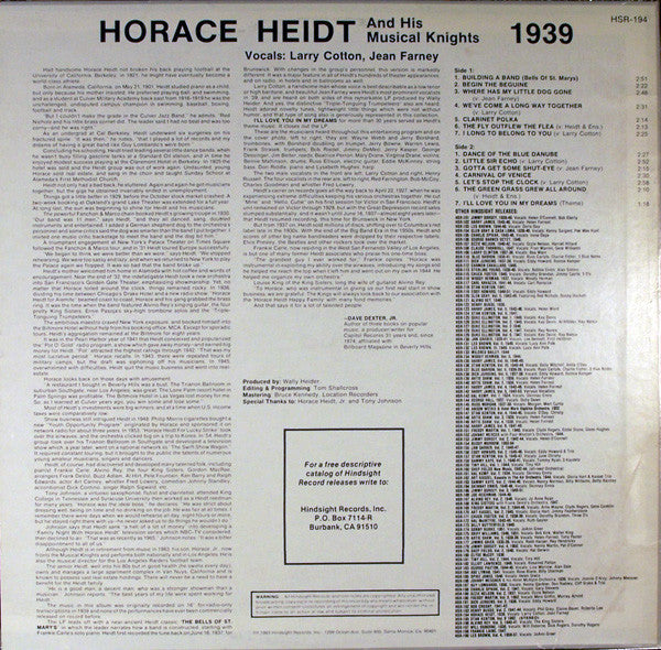 Horace Heidt And His Musical Knights : The Uncollected Horace Heidt And His Musical Knights (LP,Album)