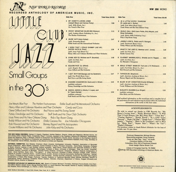 Various : Little Club Jazz - Small Groups In The 30's (LP,Compilation)