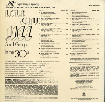 Various : Little Club Jazz - Small Groups In The 30's (LP,Compilation)