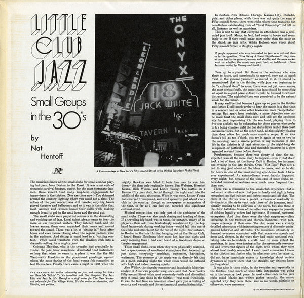 Various : Little Club Jazz - Small Groups In The 30's (LP,Compilation)