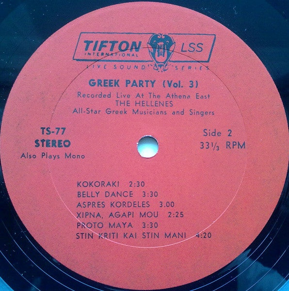 Hellenes, The : Recorded Live At The Athena East - Greek Party Vol. 3 (LP)