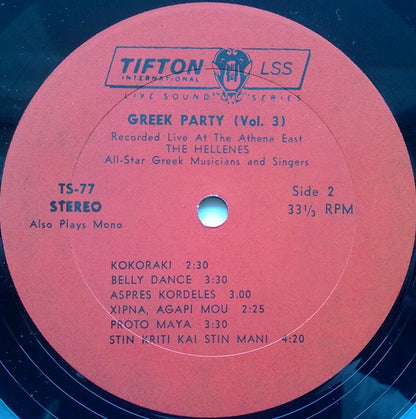 Hellenes, The : Recorded Live At The Athena East - Greek Party Vol. 3 (LP)