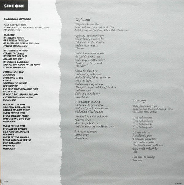 Philip Glass : Songs From Liquid Days (LP,Album,Stereo)
