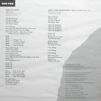Philip Glass : Songs From Liquid Days (LP,Album,Stereo)