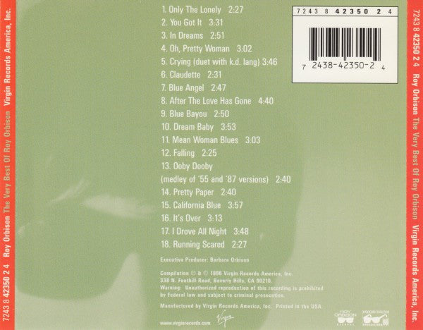 Roy Orbison : The Very Best Of Roy Orbison (Compilation,Remastered)