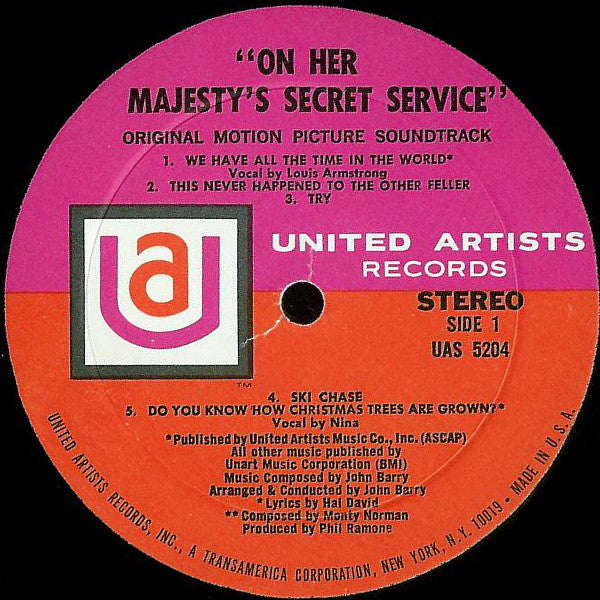 John Barry : On Her Majesty's Secret Service (Original Motion Picture Soundtrack) (LP,Album,Stereo)