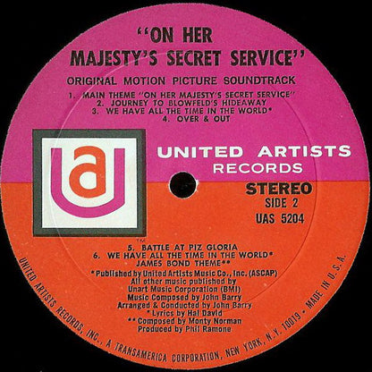 John Barry : On Her Majesty's Secret Service (Original Motion Picture Soundtrack) (LP,Album,Stereo)