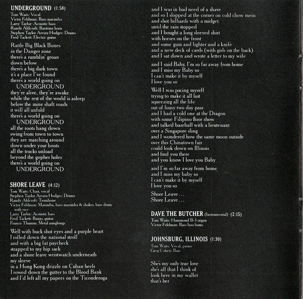 Tom Waits : Swordfishtrombones (Album,Reissue)