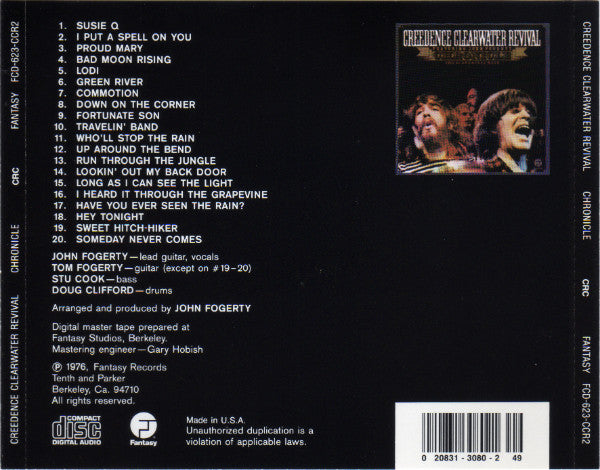 Creedence Clearwater Revival Featuring John Fogerty : Chronicle (The 20 Greatest Hits) (Compilation,Club Edition)