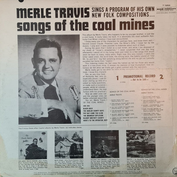 Merle Travis : Songs Of The Coal Mines (LP,Album,Mono)