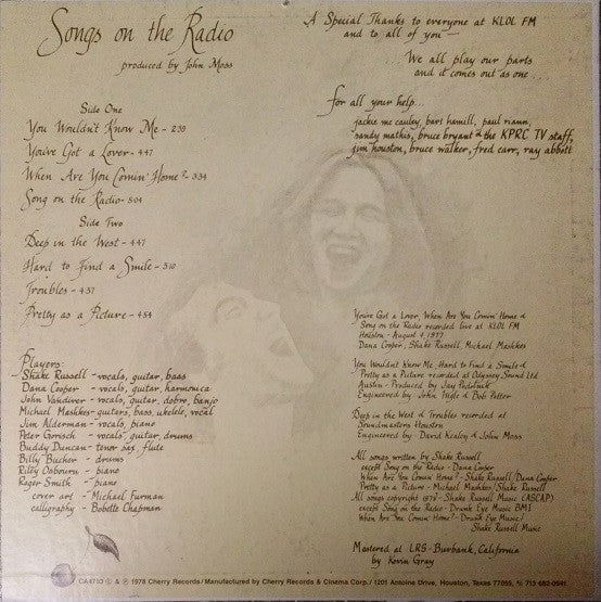 Shake Russell With Dana Cooper : Songs On The Radio (LP,Album,Stereo)