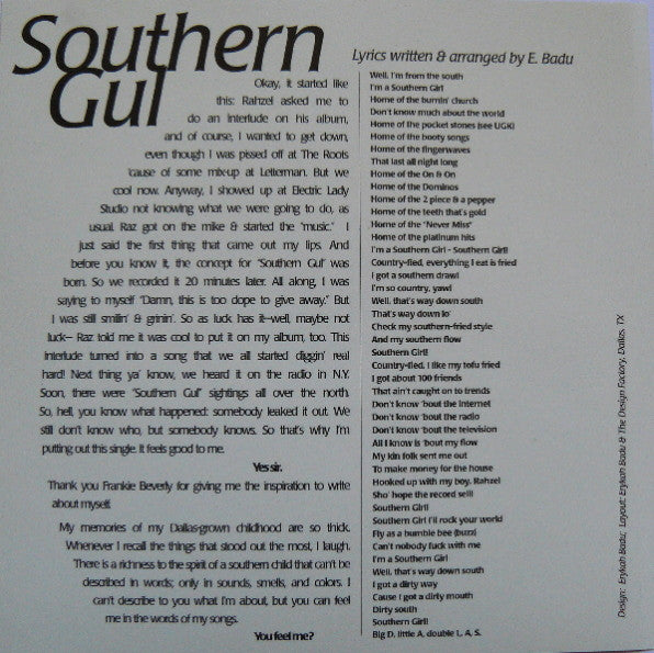 Erykah Badu : Southern Gul (Single)