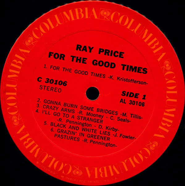 Ray Price : For The Good Times (LP,Album,Stereo)