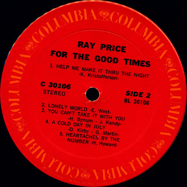 Ray Price : For The Good Times (LP,Album,Stereo)