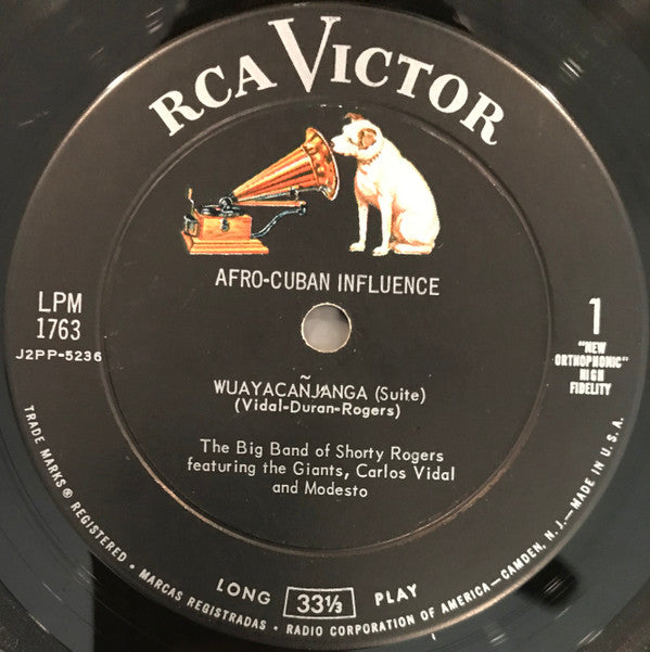 Shorty Rogers Big Band Featuring Giants (3), The With Carlos Vidal And Modesto Duran : Afro-Cuban Influence (LP,Album,Mono)