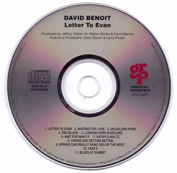 David Benoit : Letter To Evan (Album)