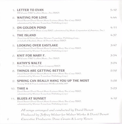 David Benoit : Letter To Evan (Album)