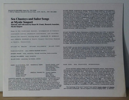 Stuart M. Frank, Stuart Gillespie & Ellen Cohn : Sea Chanteys And Forecastle Songs At Mystic Seaport (LP,Album)