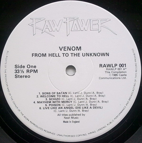 Venom (8) : From Hell To The Unknown... (LP,Compilation,Stereo)