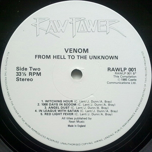 Venom (8) : From Hell To The Unknown... (LP,Compilation,Stereo)