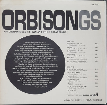 Roy Orbison : Orbisongs (LP,Compilation,Stereo)