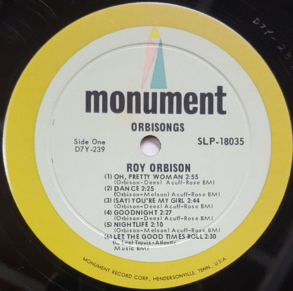 Roy Orbison : Orbisongs (LP,Compilation,Stereo)