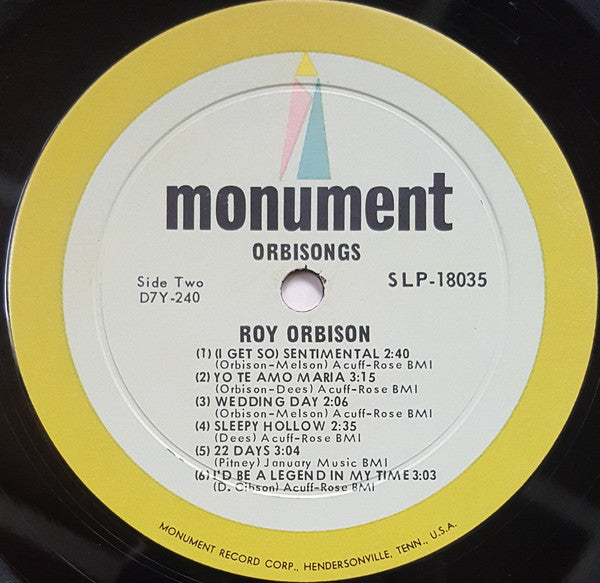 Roy Orbison : Orbisongs (LP,Compilation,Stereo)