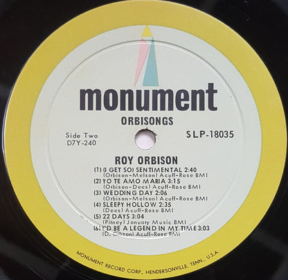 Roy Orbison : Orbisongs (LP,Compilation,Stereo)