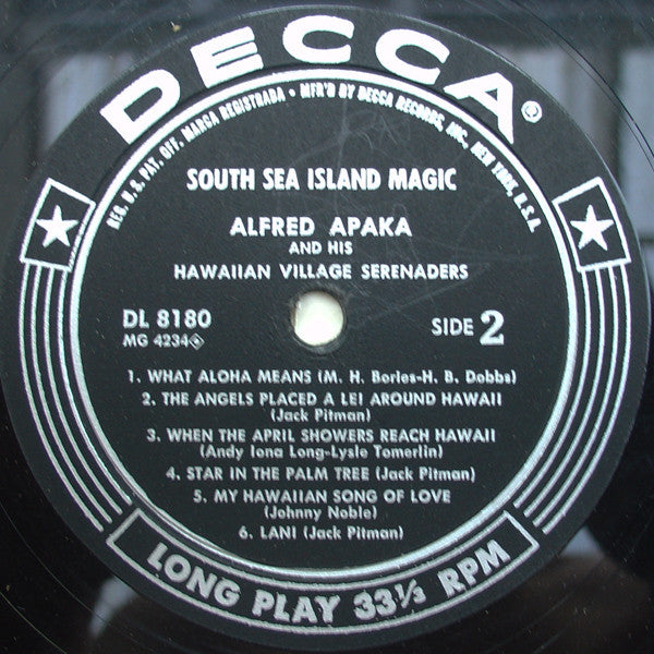 Alfred Apaka And His Hawaiian Village Serenaders, The : South Sea Island Magic (LP)