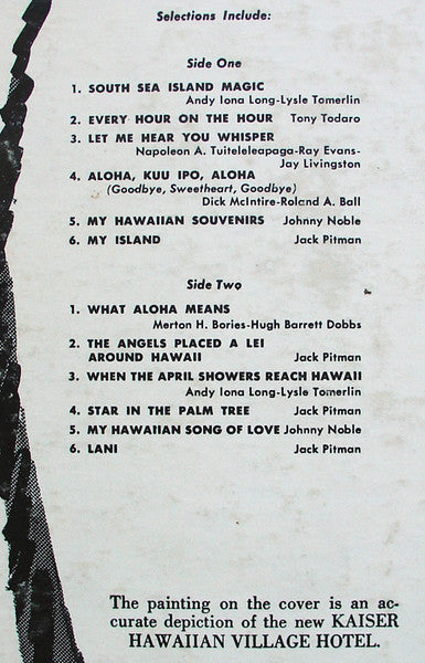 Alfred Apaka And His Hawaiian Village Serenaders, The : South Sea Island Magic (LP)