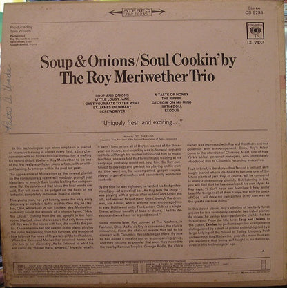 Roy Meriwether Trio, The : Soup & Onions / Soul Cookin' By (LP,Album,Stereo)