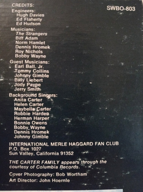 Merle Haggard And Strangers (5), The With Special Guests Bonnie Owens & Carter Family, The : The Land Of Many Churches (LP)