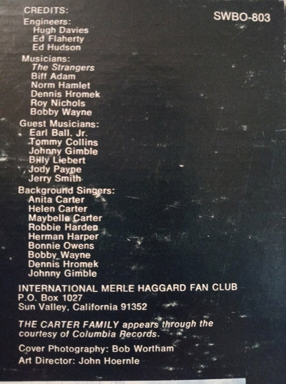 Merle Haggard And Strangers (5), The With Special Guests Bonnie Owens & Carter Family, The : The Land Of Many Churches (LP)