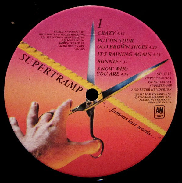 Supertramp : "...Famous Last Words..." (LP,Album,Club Edition)