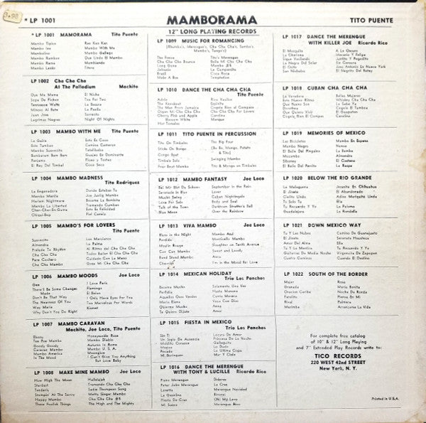 Tito Puente And His Orchestra : Mamborama (LP,Album,Mono)