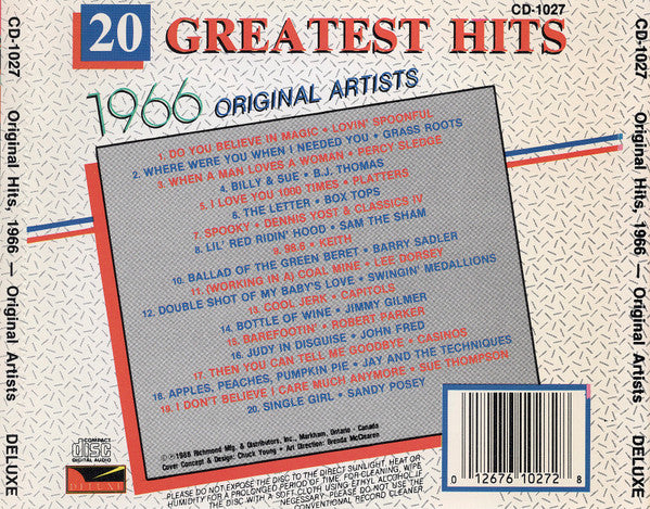 Various : 20 Greatest Hits-1966-Original Artists  (Compilation,Stereo)