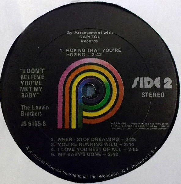 Louvin Brothers, The : I Don't Believe You've Met My Baby (LP,Compilation,Reissue)