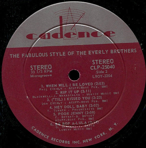 Everly Brothers : The Fabulous Style Of The Everly Brothers (LP,Compilation,Stereo)