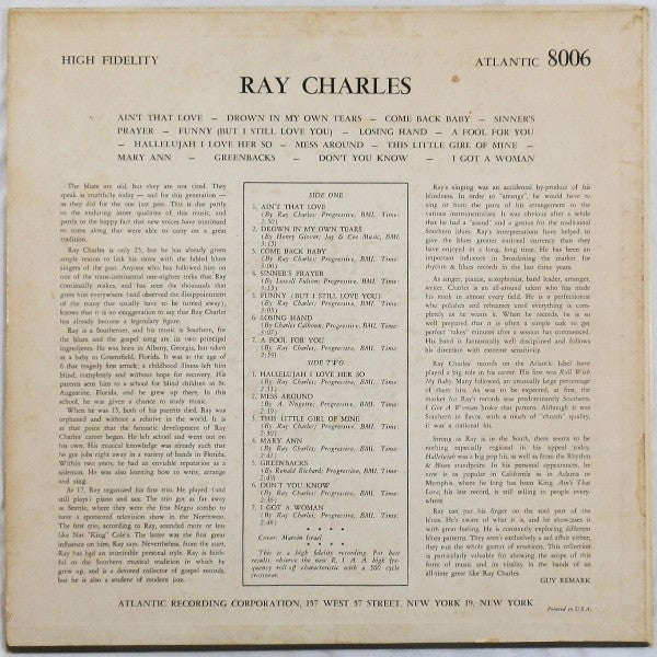 Ray Charles : Ray Charles (LP,Album,Mono)